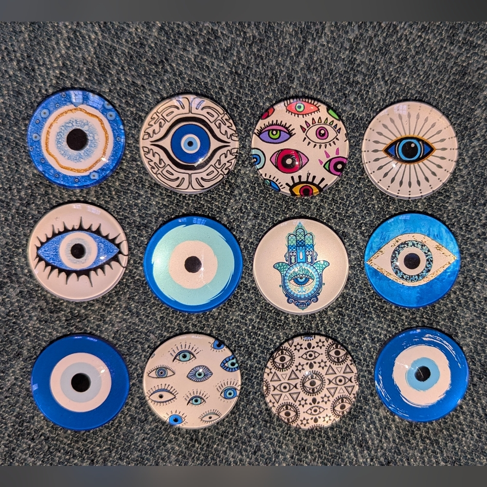 12-PIECE SET OF LUCKY EYE 👁️ MAGNETS BRAND NEW COLORFUL PERFECT FOR GIFTS 😍